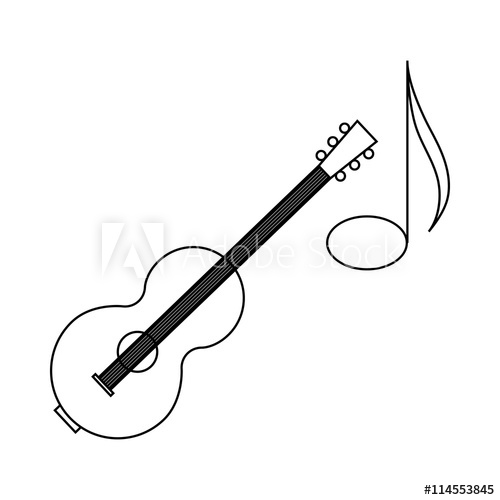 500x500 Acoustic Guitar And Note Icon, Outline Style