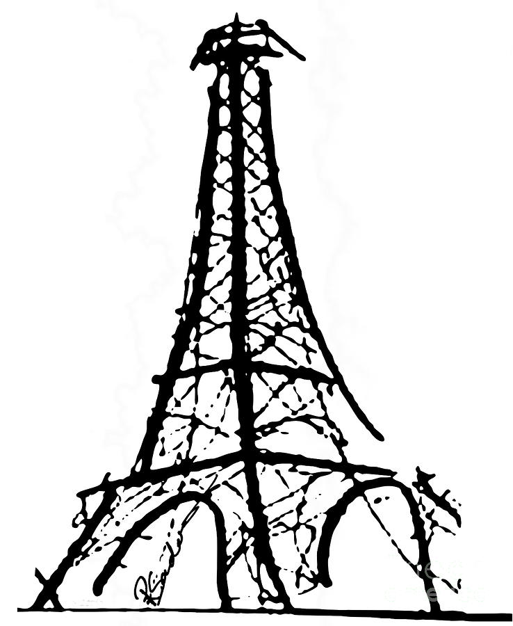 738x900 Eiffel Tower Drawing Black And White Desktop Backgrounds