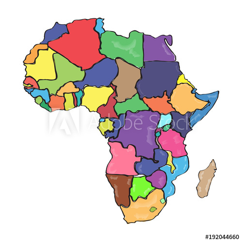 500x500 Comic Drawing Of A Political Map Of Africa