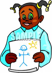 215x300 An African American Girl Holding A Drawing Shes Done In Class