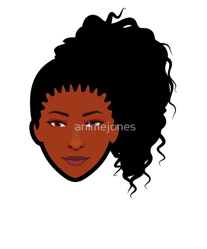 666x800 Natural Hair African American Woman Icon Curly Pony Tail