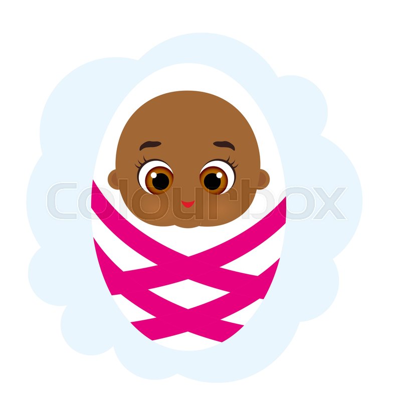 800x800 Newborn Little African American Girl Stock Vector Colourbox