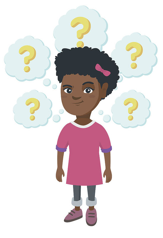 549x800 Thinking African American Girl With Question Marks Art Print