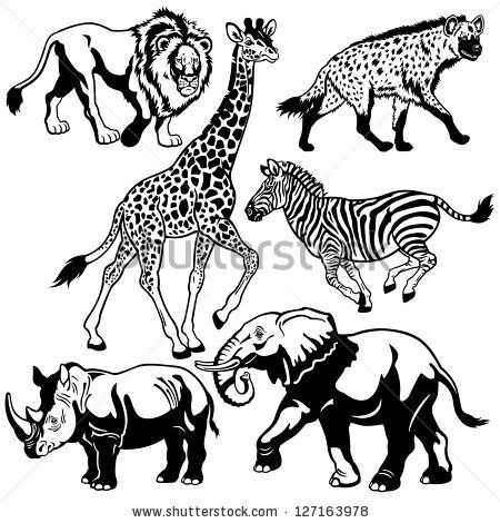 450x470 Black And White Drawings Of Animals Clip Art