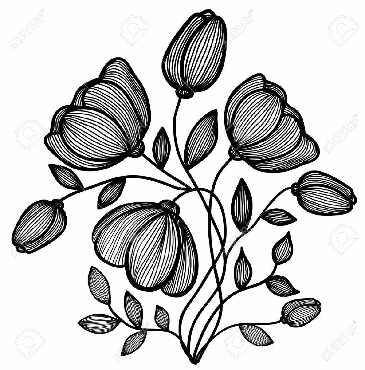 1284x1300 Hand Draw Colored Abstract Flower African Indian Floral Idea