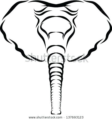 437x470 Elephant Drawing Outline Library Free Images Face