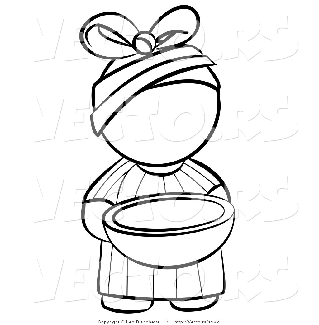 1024x1044 Vector Of African Girl Outline Carrying A Bowl