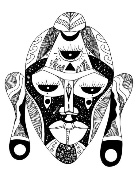 450x600 African Masks Drawings Fine Art America