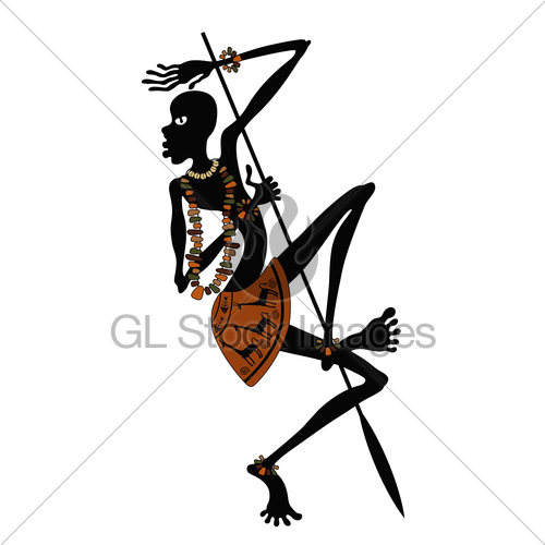 500x500 African Warrior With Spear In Dance Gl Stock Images