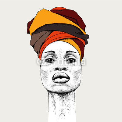 400x400 african woman with african in turban, tribal background beautiful