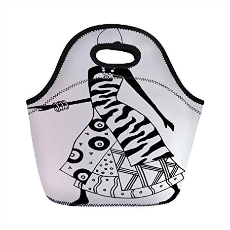466x466 neoprene lunch bag, african woman, woman silhouette