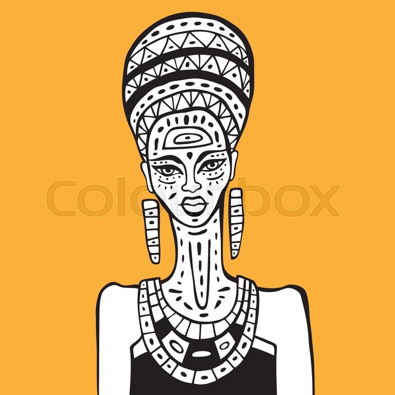 800x800 Portrait Of African Woman Hand Drawn Stock Vector Colourbox