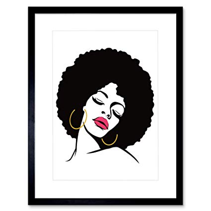 425x425 Painting Drawing Woman With Afro Hairstyle Lipstick