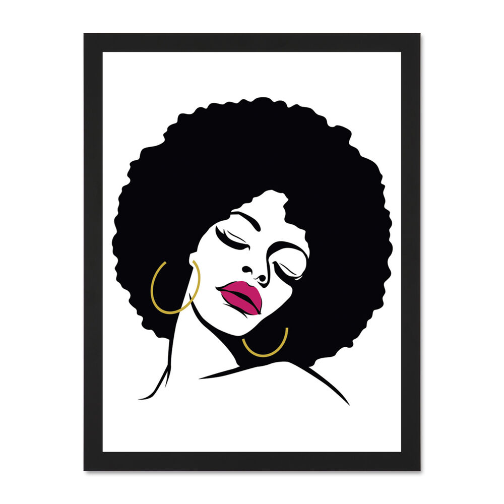 1000x1000 Painting Drawing Woman With Afro Hairstyle Lipstick Art Large