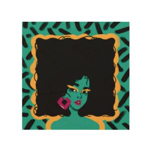 307x307 Girl Cartoon Drawing Wood Wall Art