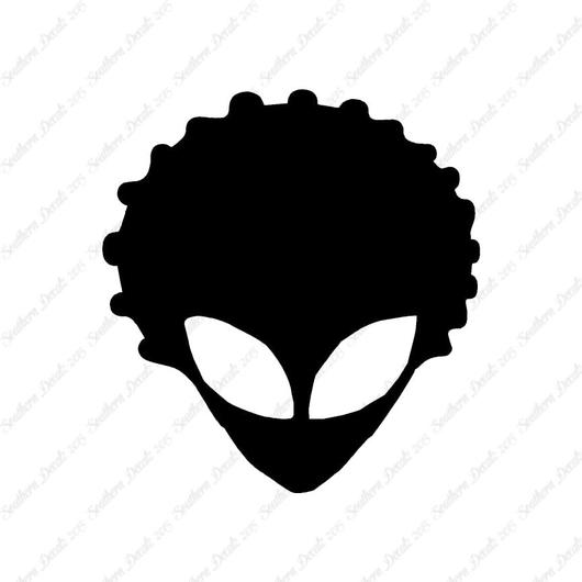 530x530 Alien Head Afro Hair Southern Decalz