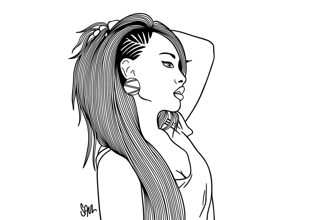 1024x726 Afro Drawing Side View For Free Download