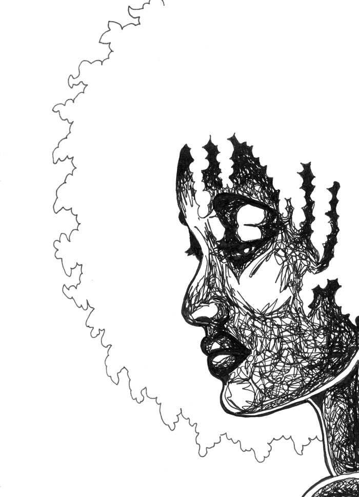 700x969 Curly Afro Hair Drawing