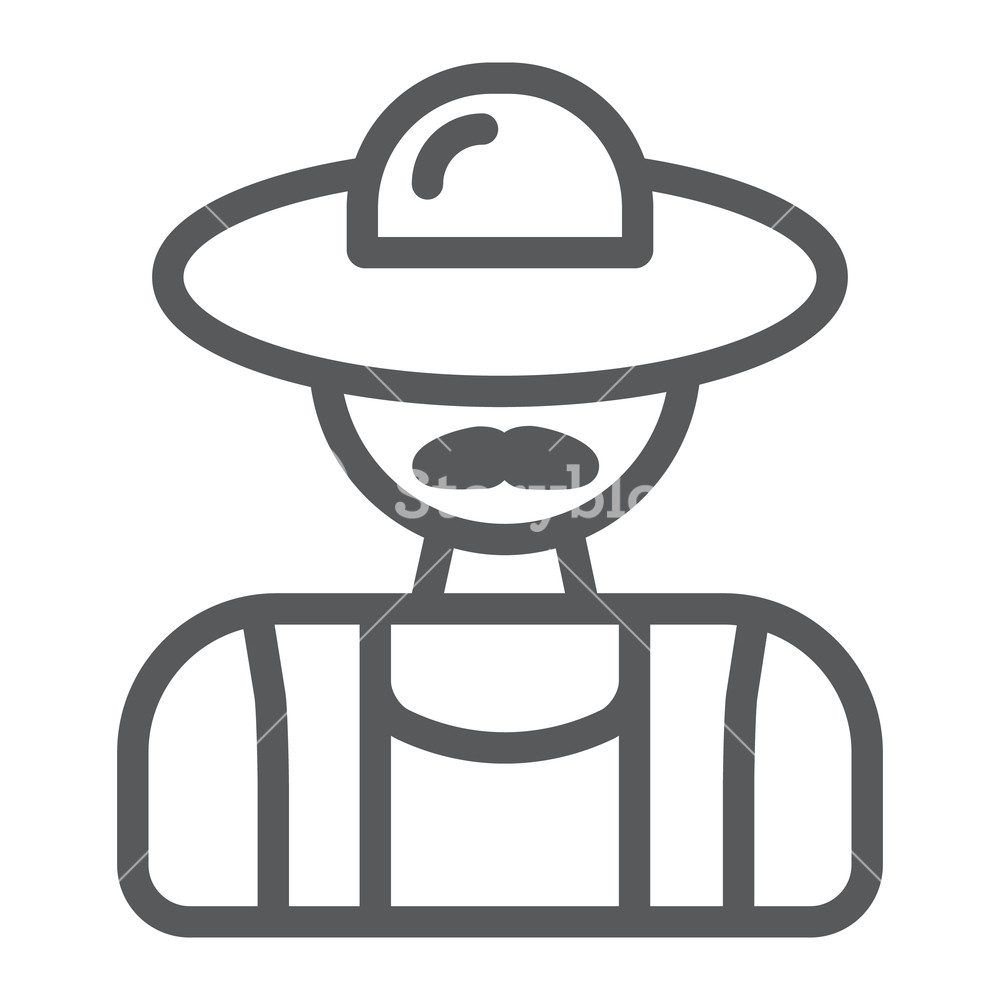 1000x1000 Farmer Line Icon, Agriculture And Farm, Man Sign, Vector Graphics