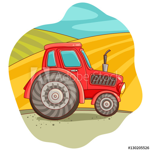 500x500 Illustration With A Tractor Agriculture Vector Illustration