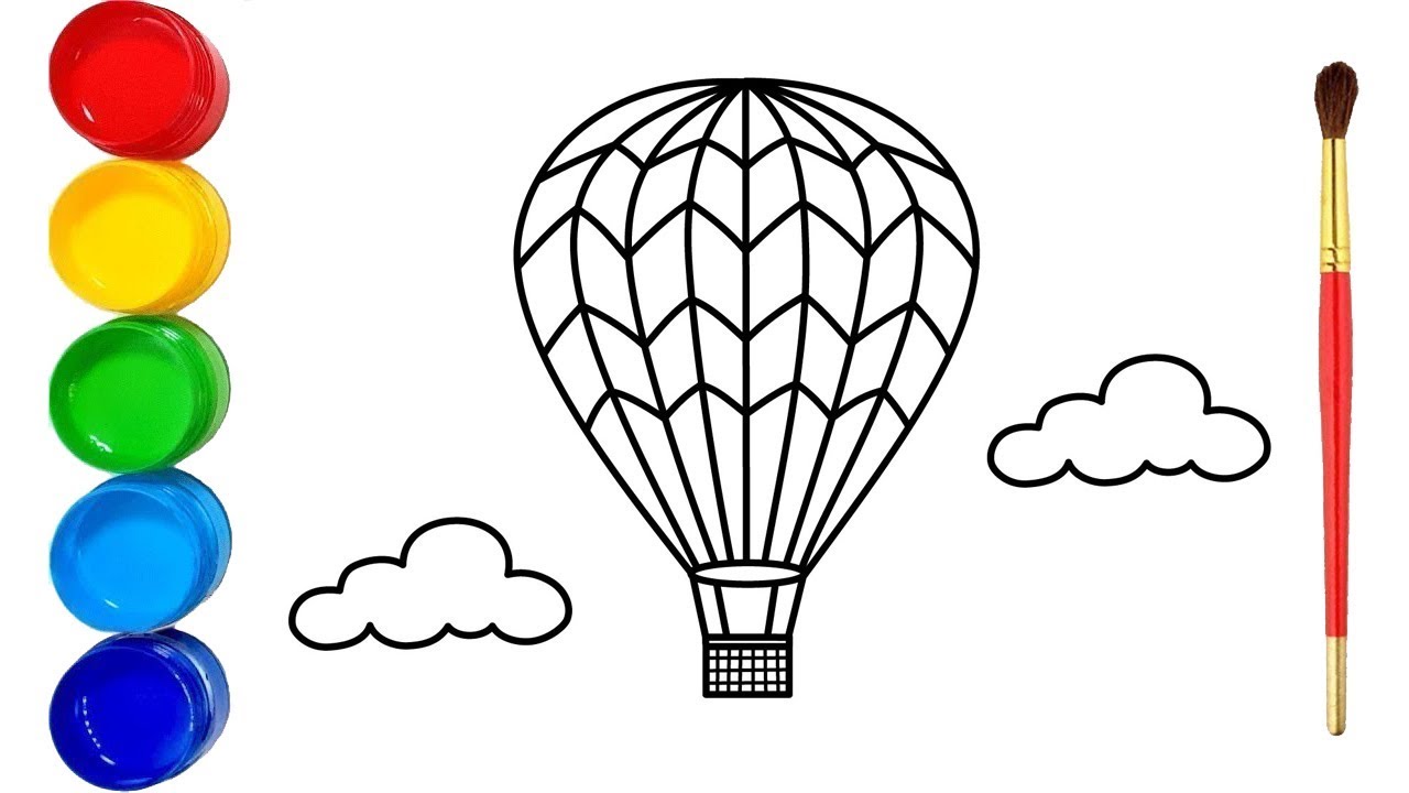 1280x720 Glitter Hot Air Balloon Drawing And Coloring For Kids