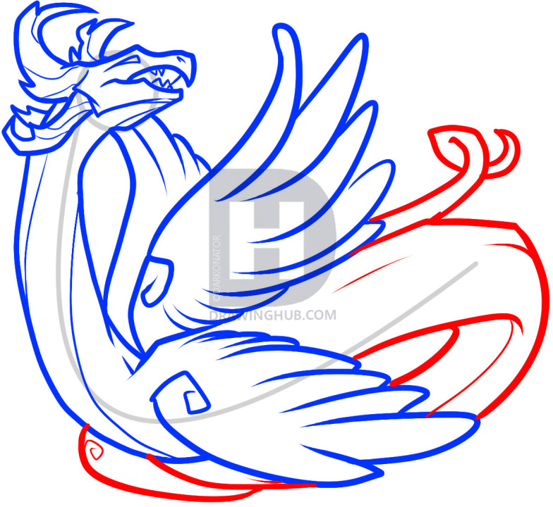 784x720 How To Draw An Air Dragon, White Dragon, Step