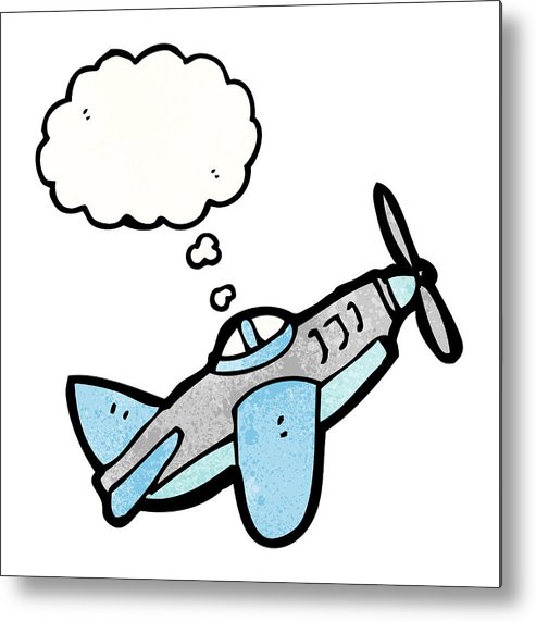 493x572 Cartoon Airplane Metal Print