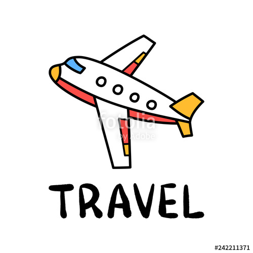 500x500 Cartoon Travel Plane Doodle Lettering For Decoration Design