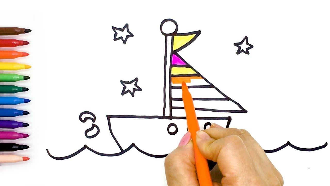 1280x720 How To Draw Boat, Airplane Drawing And Coloring Tutorials For Kids