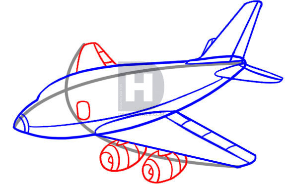 574x372 How To Draw A Plane, Step