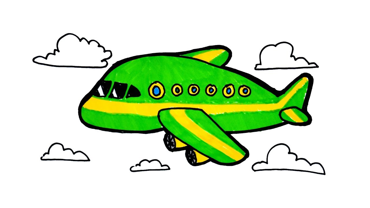 1280x720 How To Draw And Color Airplane Step
