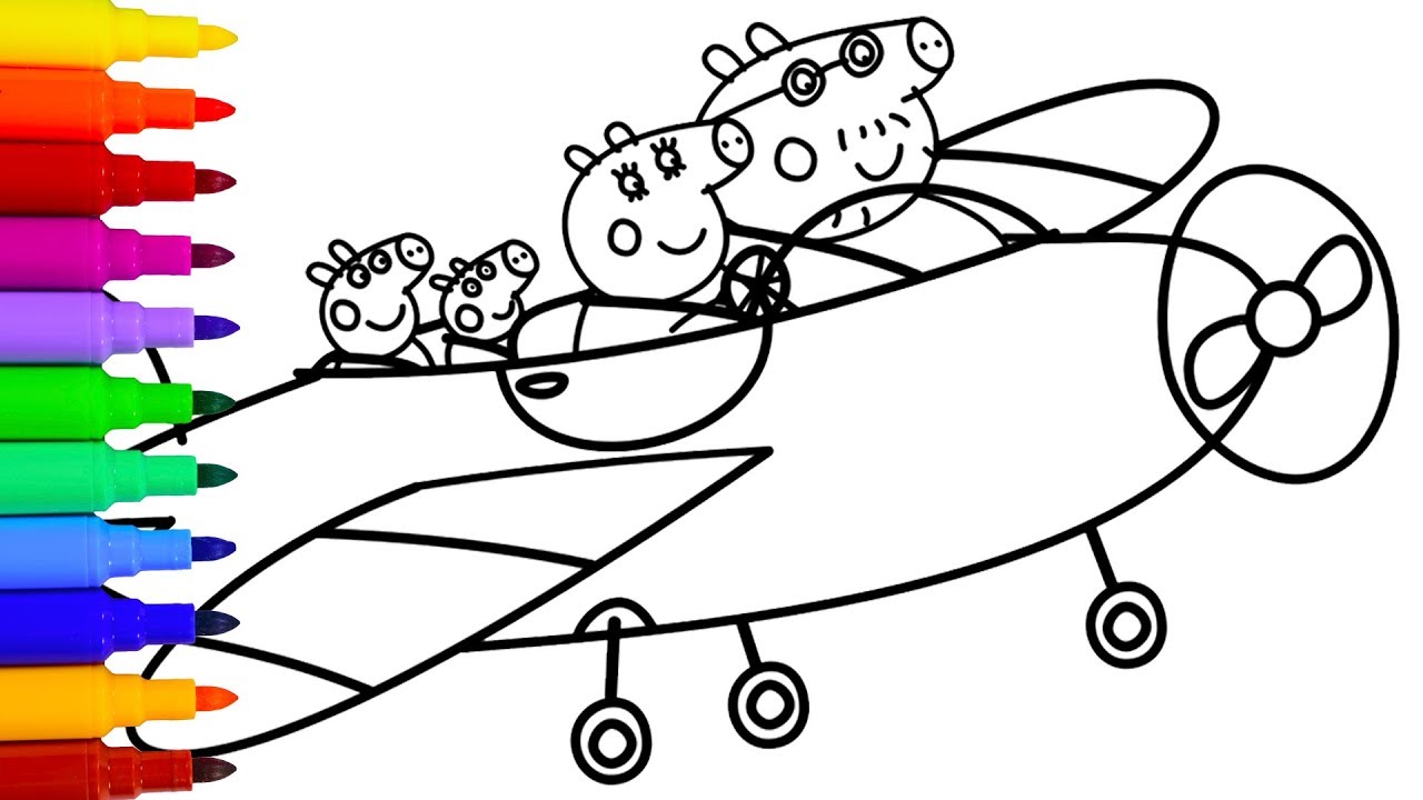 1280x720 Marvelous Peppa Pigawing Coloring Image Christmas Airplane Pages