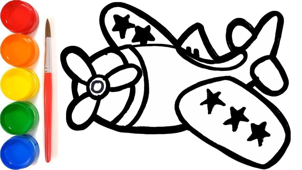 1024x576 Easy Airplane Drawing And Coloring For Kids, Toddler