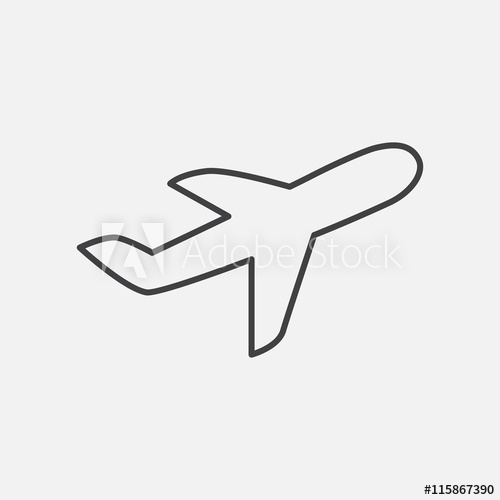 500x500 Airplane Line Icon Vector Airline Sign Isolated On White