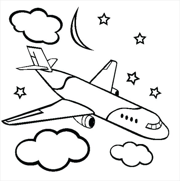585x588 Airplane Coloring Pages Airbus Line Drawing Airplane Template