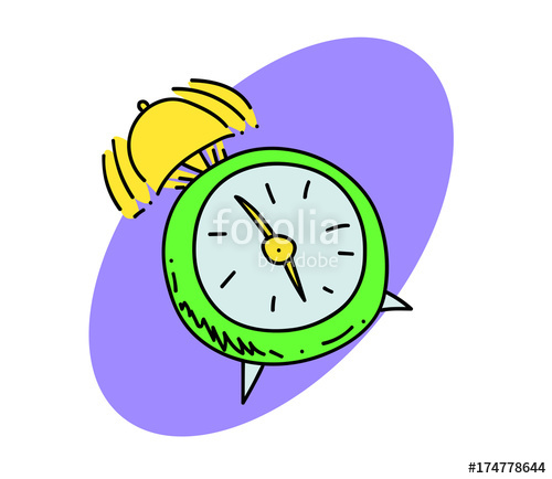 500x434 Ringing Alarm Clock Cartoon Hand Drawn Image Original Colorful