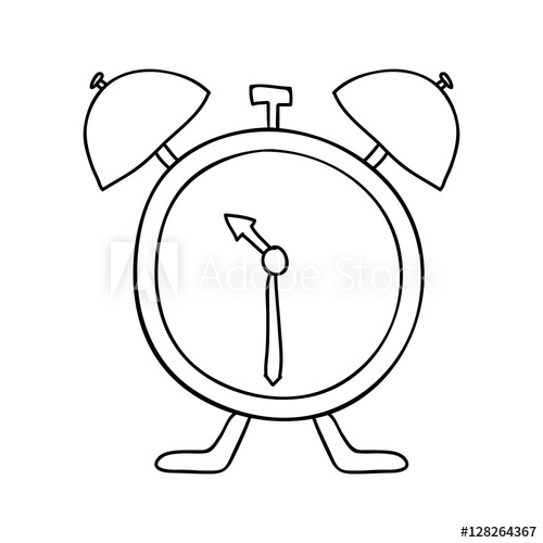 500x500 Hand Drawing With Antique Alarm Clock Vector Illustration