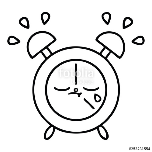 500x500 Line Drawing Cartoon Alarm Clock Stock Image And Royalty Free