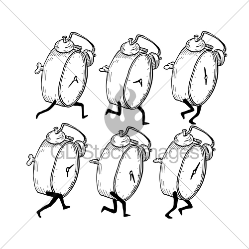 500x500 Alarm Clock Run Cycle Drawing Sequence Gl Stock Images