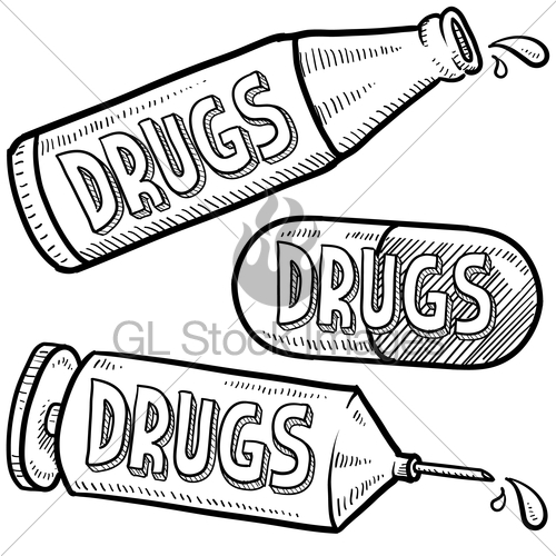 500x500 Drug And Alcohol Abuse Sketch Gl Stock Images