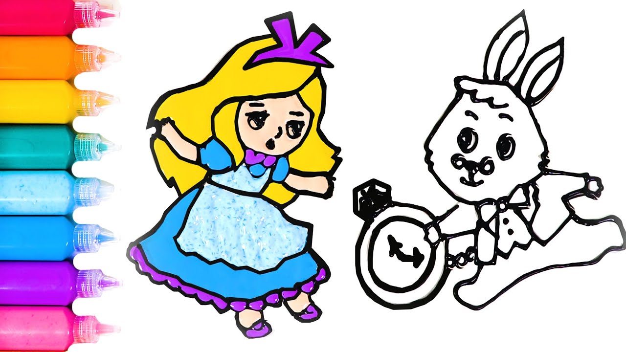 1280x720 Glitter Alice Bunny Coloring And Drawing For Kids, Toddlers