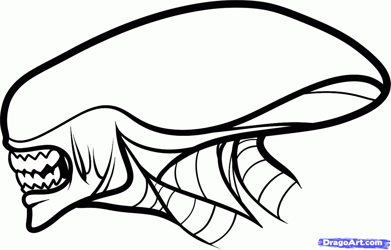 1266x810 Draw Alien Easy, Step