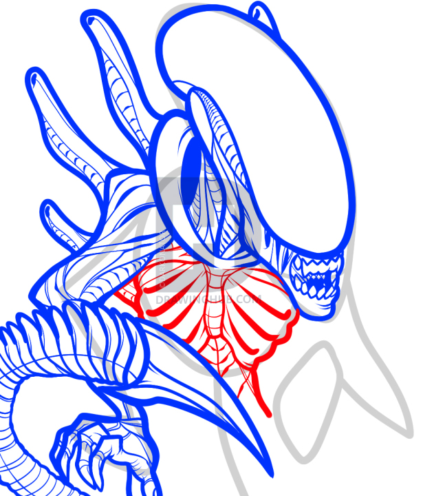 615x720 How To Draw An Alien From Alien Vs Predator, Avp, Step