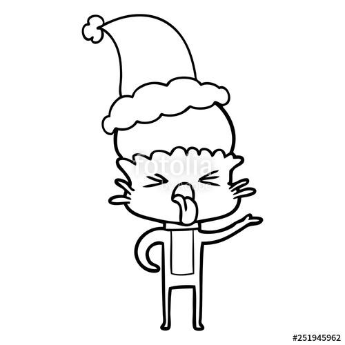 500x500 disgusted line drawing of a alien wearing santa hat stock image