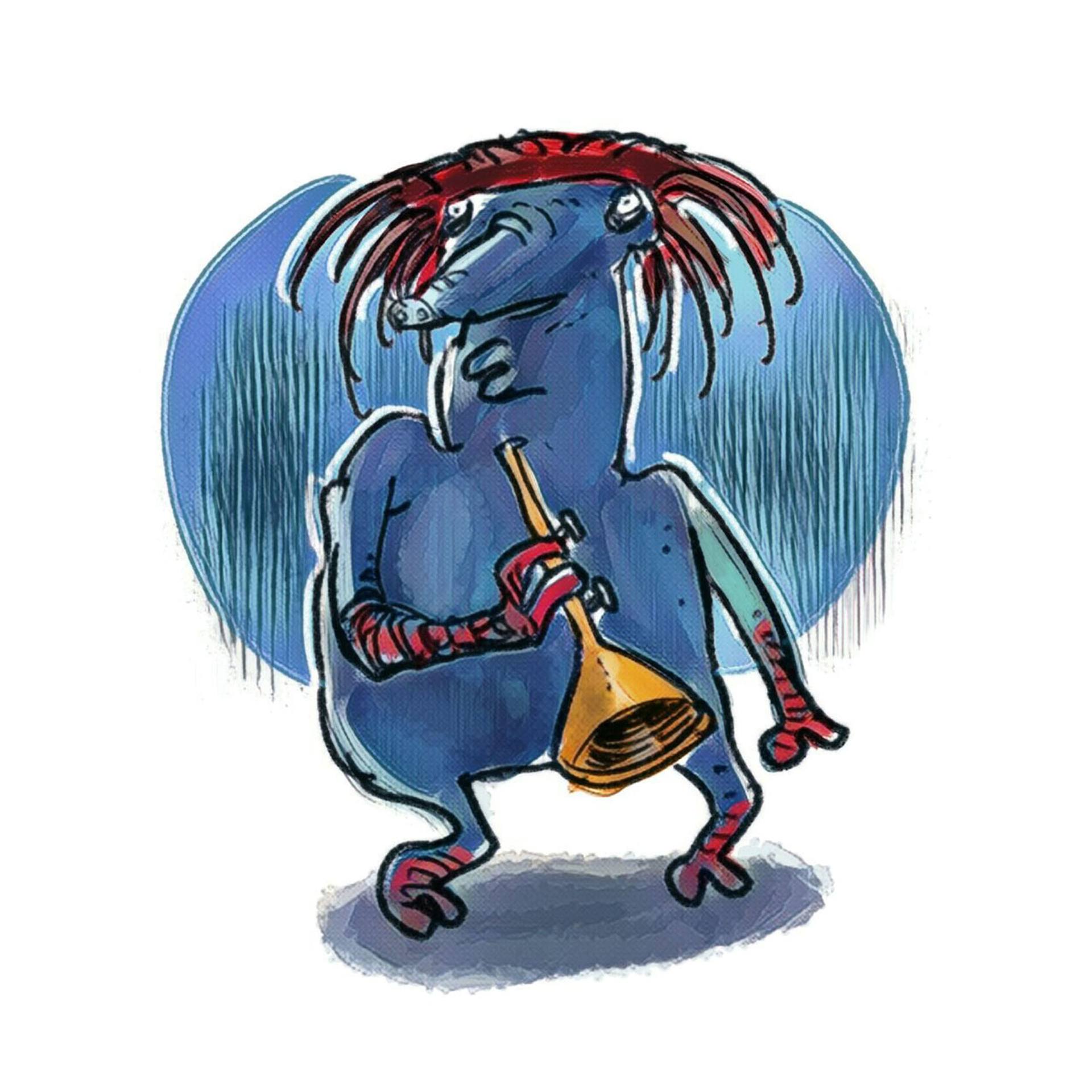 1920x1920 Weird Alien Musician Cartoon Style Drawing Drawing