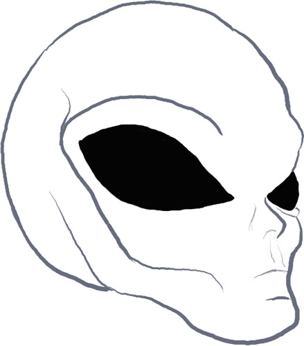 439x500 Alien Head Drawing Very First Experiment With My New Pen