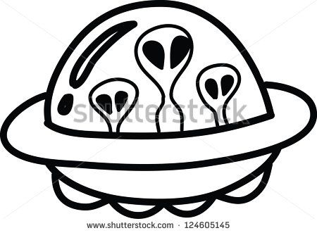 450x331 Outline Ufo With Aliens Stock Vector Illustration