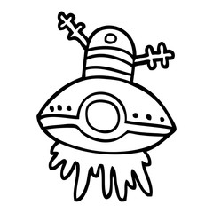 240x240 Line Drawing Cartoon Alien Spaceship