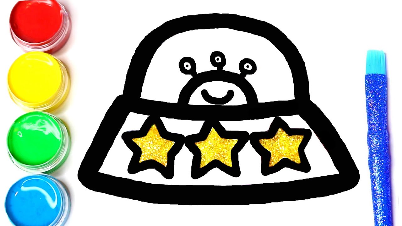 1280x720 Glitter Alien Spaceship Coloring Page, Drawing, And Painting