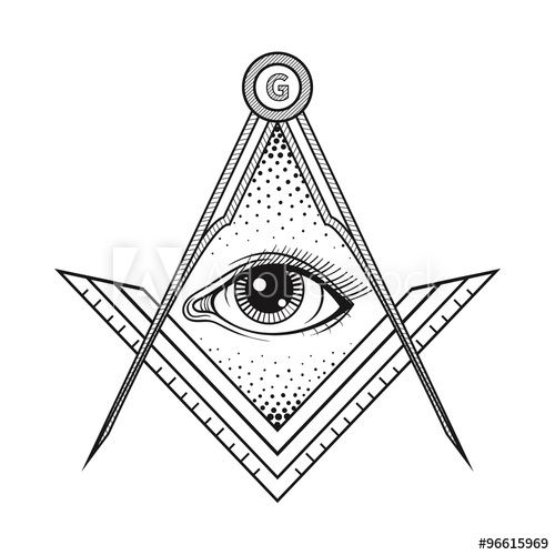 500x500 Masonic Square And Compass Symbol With All Seeing Eye Freemaso